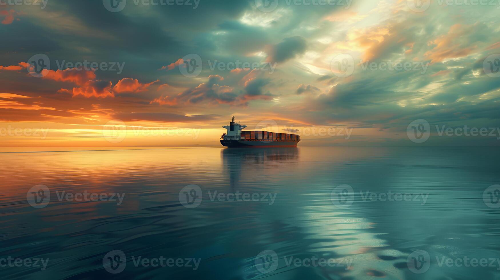 ai gegenereerd een schip voor vervoeren lading containers en ook lossen het Bij de dokken van een lading haven. ai gegenereerd foto