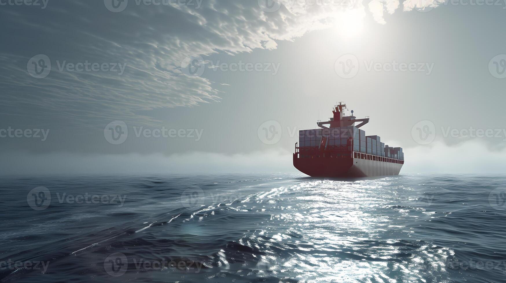 ai gegenereerd een schip voor vervoeren lading containers en ook lossen het Bij de dokken van een lading haven. ai gegenereerd foto