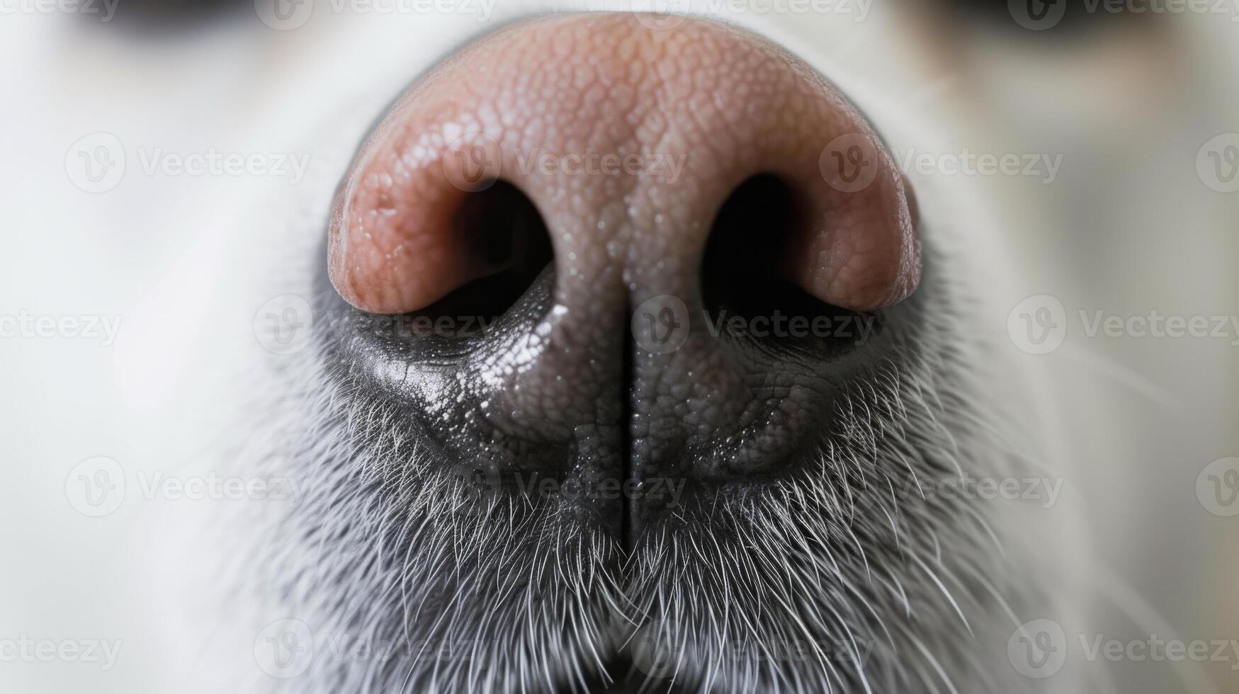 ai gegenereerd wit hond neus. gedetailleerd detailopname van een schattig honden roze neus. foto