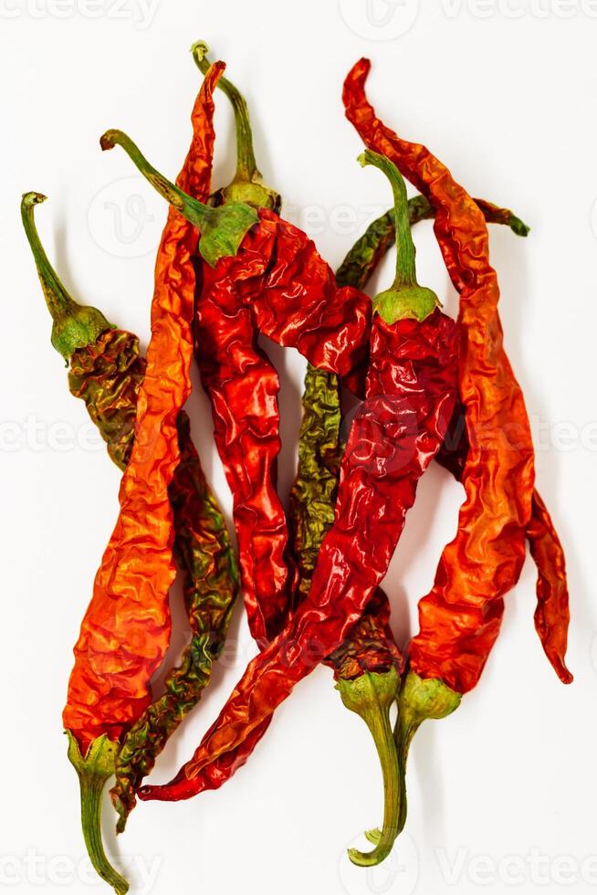 droog rood Chili peper, veel een uitkering, stimuleert de eetlust en bloed circulatie, verlicht spier pijn, antibacterieel, paprika annuum foto