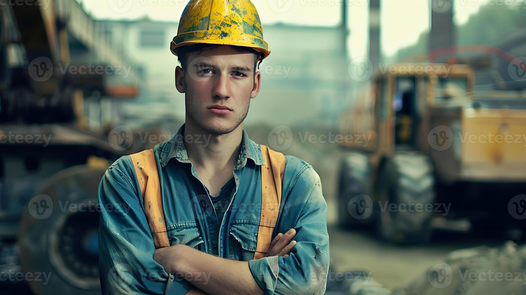 ai gegenereerd portret van een werken Mens in een uniform en een moeilijk hoed. ai gegenereerd foto