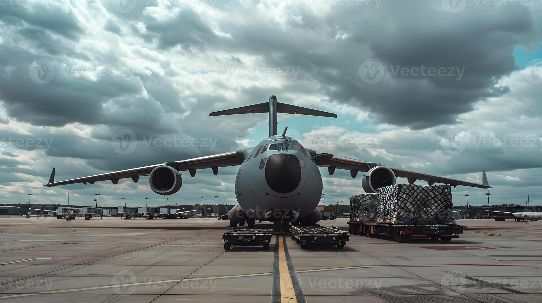 ai gegenereerd een lading vlak Bij de luchthaven dokken ladingen of lost lading. ai gegenereerd foto