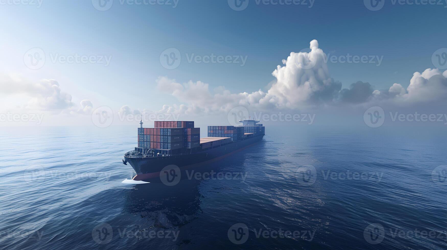 ai gegenereerd een schip voor vervoeren lading containers en ook lossen het Bij de dokken van een lading haven. ai gegenereerd foto