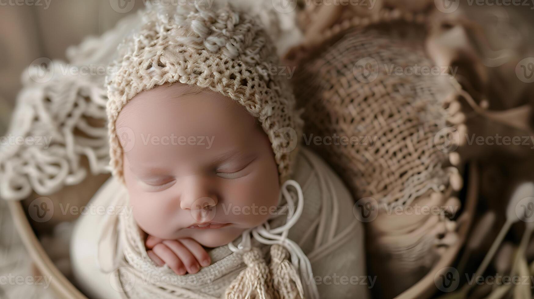 ai gegenereerd een mooi pasgeboren baby in zacht comfortabel kleren. ai gegenereerd foto