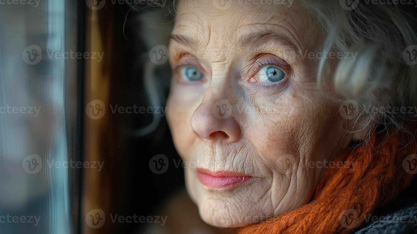 ai gegenereerd de aangrijpend reis van een ouderen vrouw foto