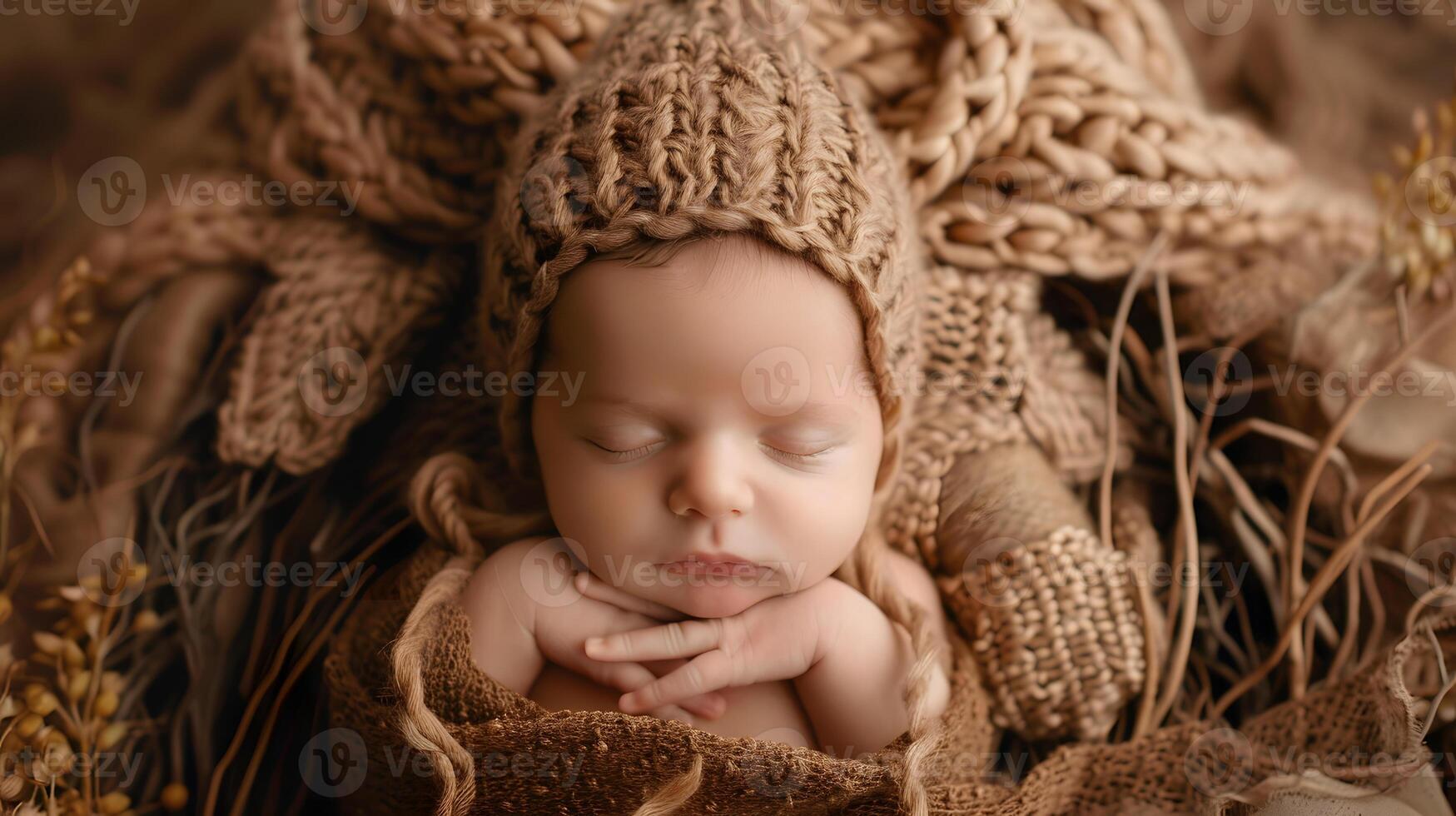 ai gegenereerd een mooi pasgeboren baby in zacht comfortabel kleren. ai gegenereerd foto