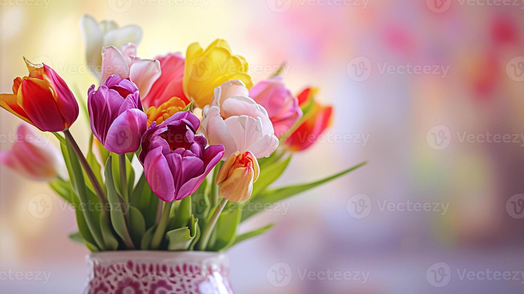 ai gegenereerd voorjaar bloemen in wijnoogst vaas, mooi bloemen regeling, huis decor, bruiloft en bloemist ontwerp foto