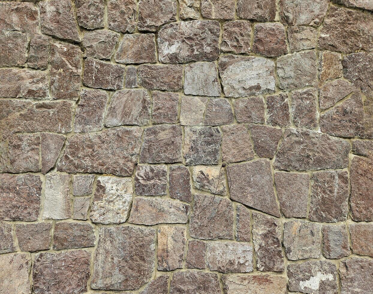 bruin steen muur achtergrond met kopiëren ruimte. rots blok of tegel behang in zolder stijl. buitenkant ontwerp en patroon foto