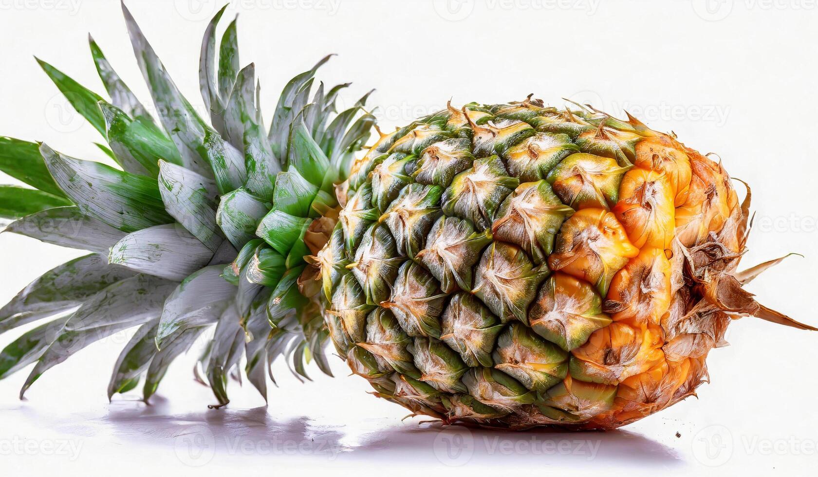 ai gegenereerd gene ananas Aan wit achtergrondinformatie beeld foto