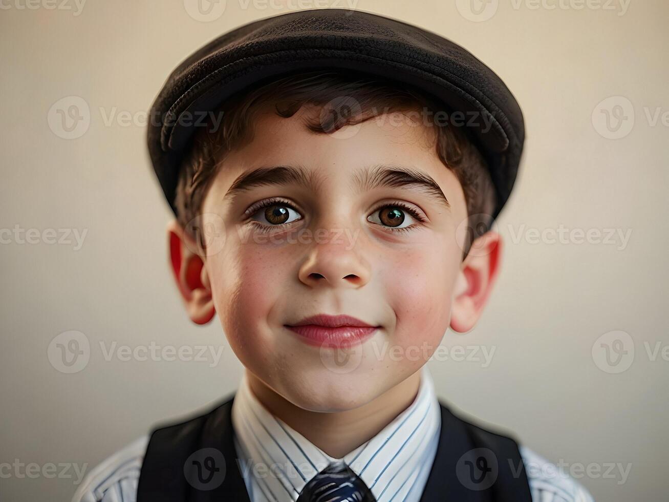 ai gegenereerd portret van de schattig Joods jongen foto