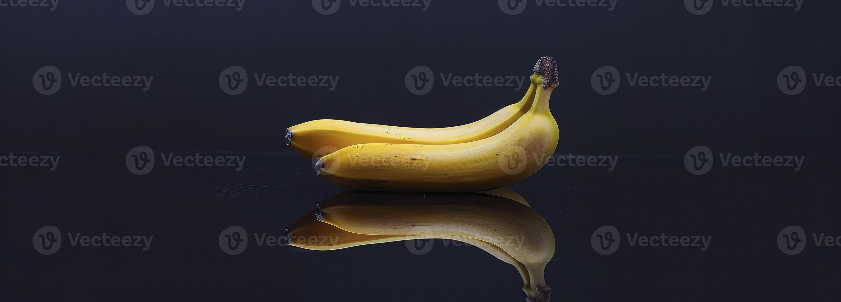 ai gegenereerd banaan Aan een zwart achtergrond foto