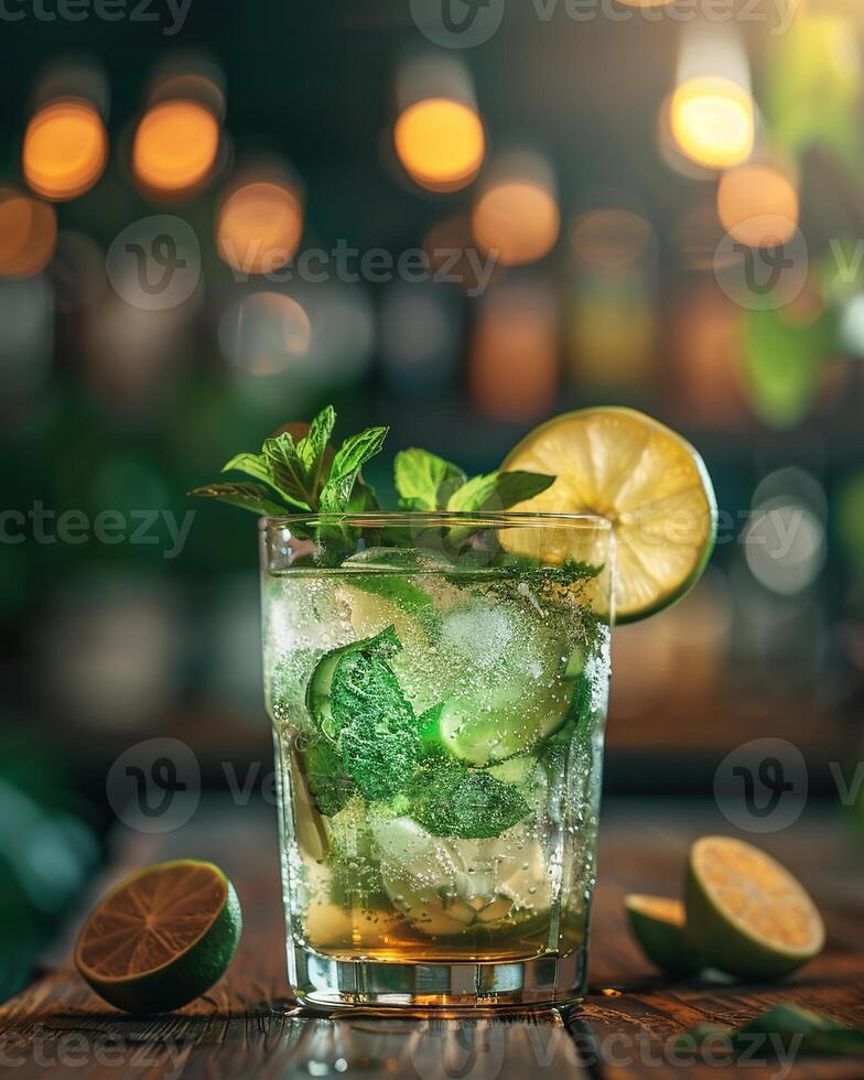 ai gegenereerd mojito cocktail glas foto