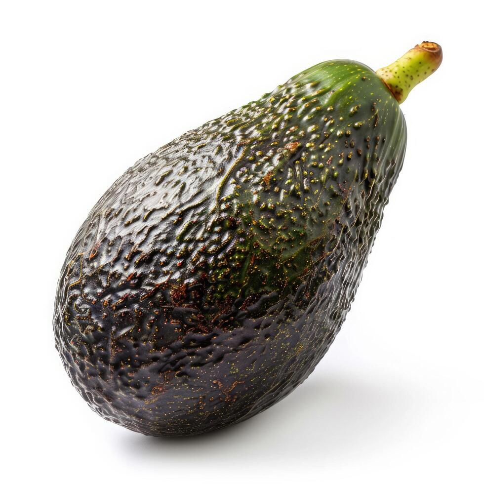 ai gegenereerd avocado besnoeiing in voor de helft Aan wit achtergrond foto