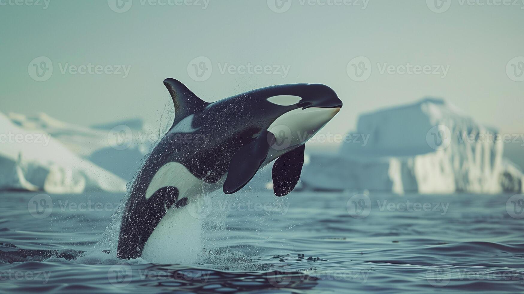 ai gegenereerd moordenaar walvis jumping uit van de water foto