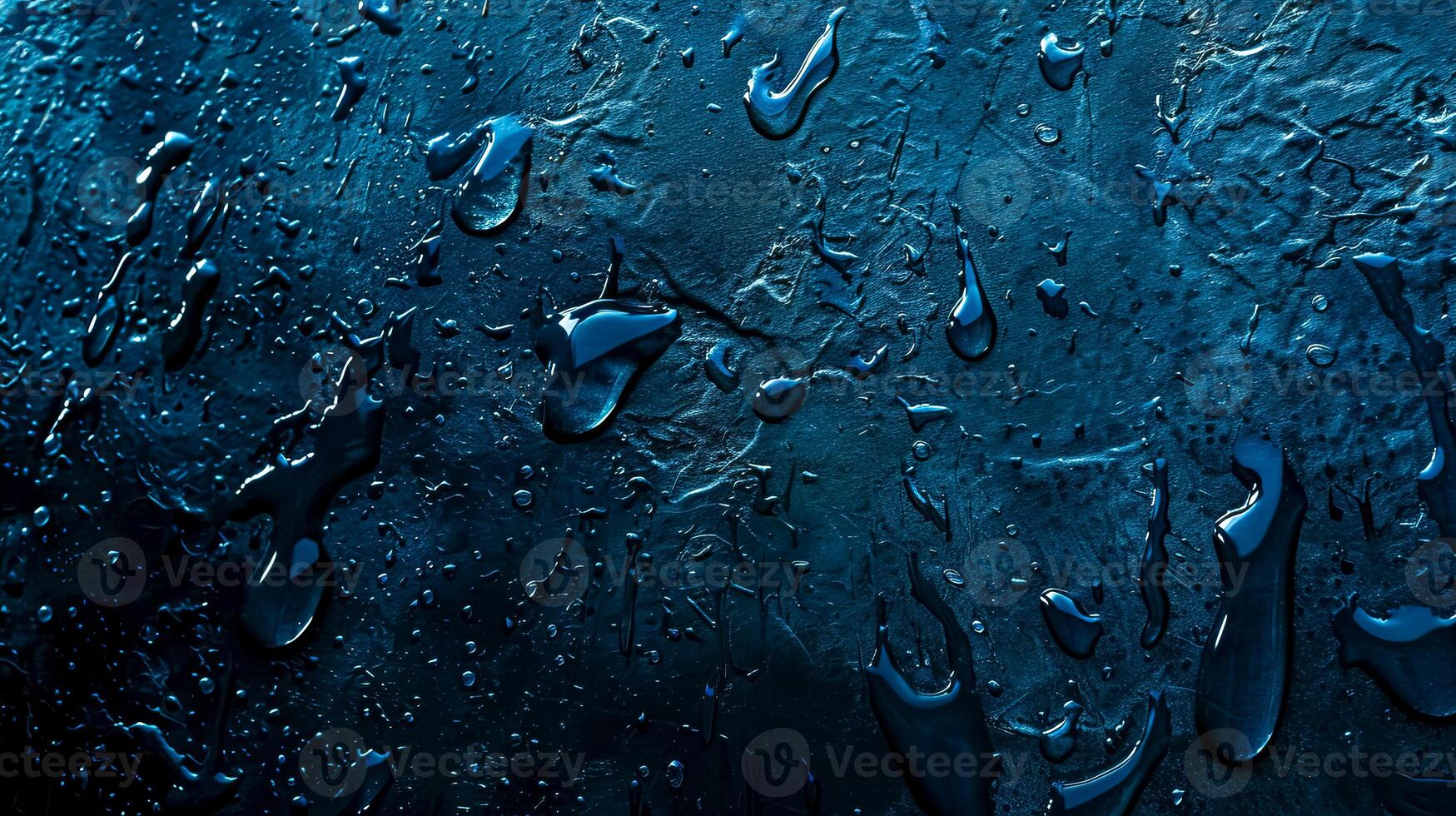 ai gegenereerd abstract blauw water druppels Aan getextureerde oppervlakte foto