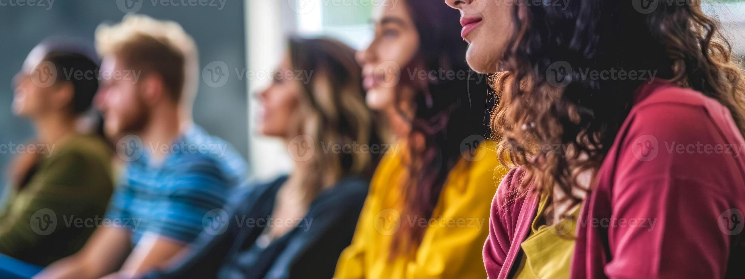 ai gegenereerd verschillend groep van mensen Bijwonen congres foto