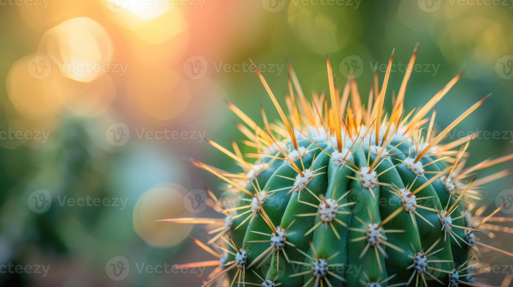 ai gegenereerd selectief focus schot van een cactus met groot stekels. foto