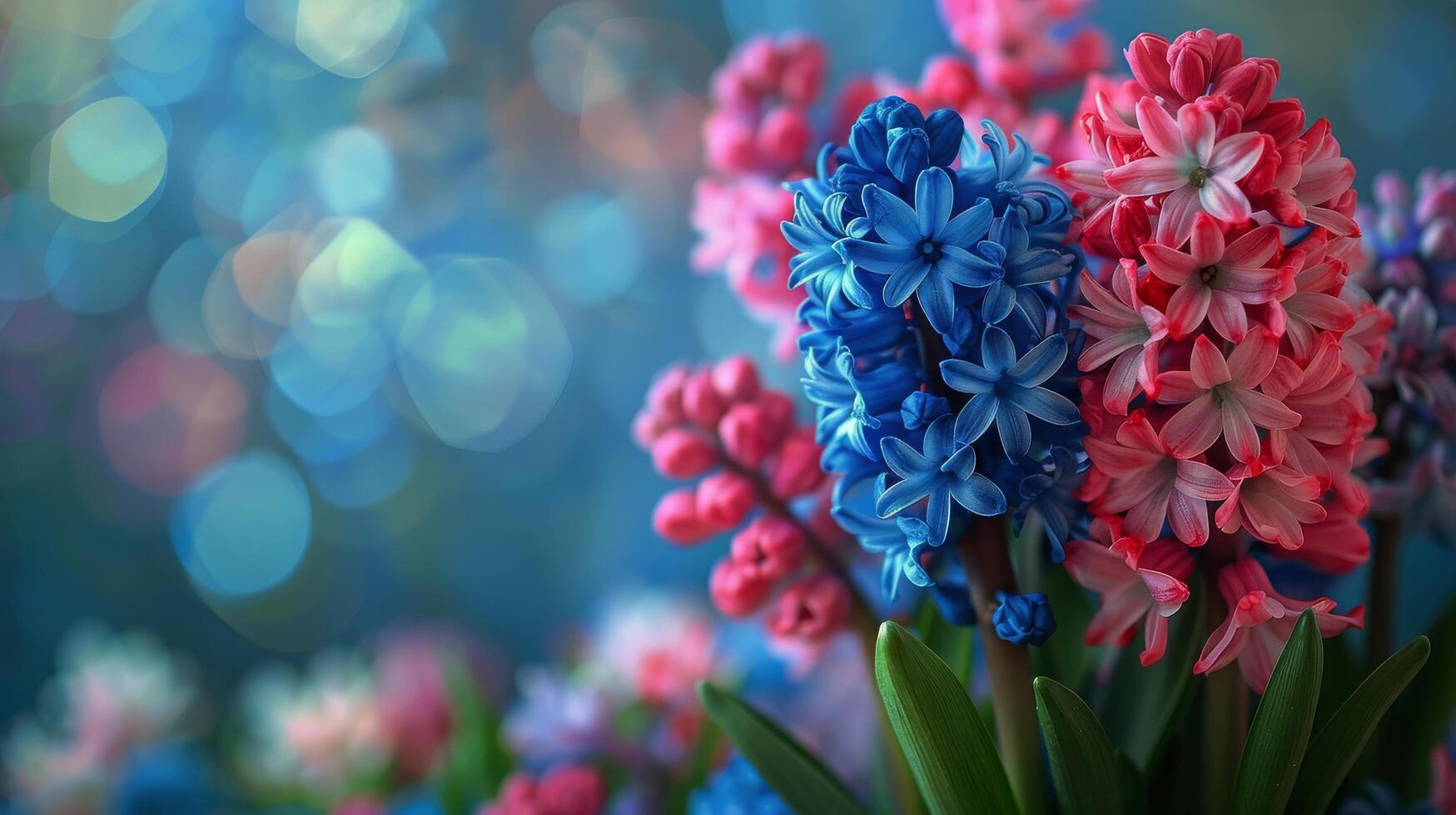 ai gegenereerd rood en blauw huis met balkon foto