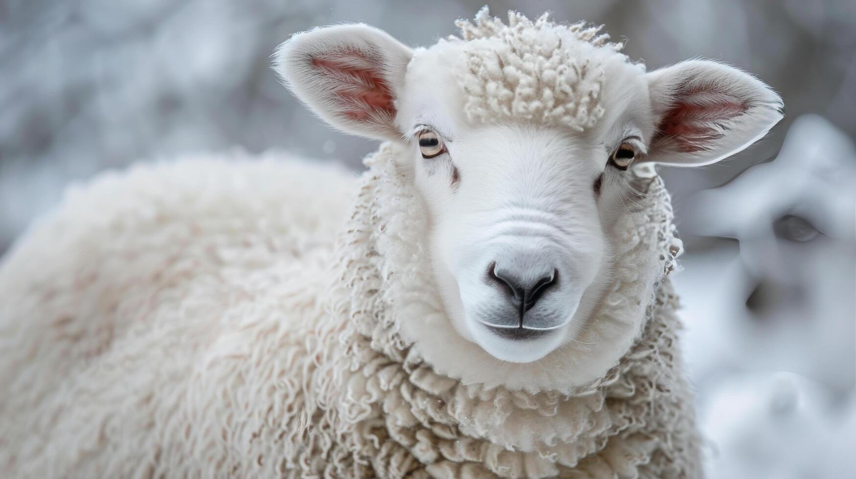 ai gegenereerd dichtbij omhoog van schapen met wazig achtergrond foto