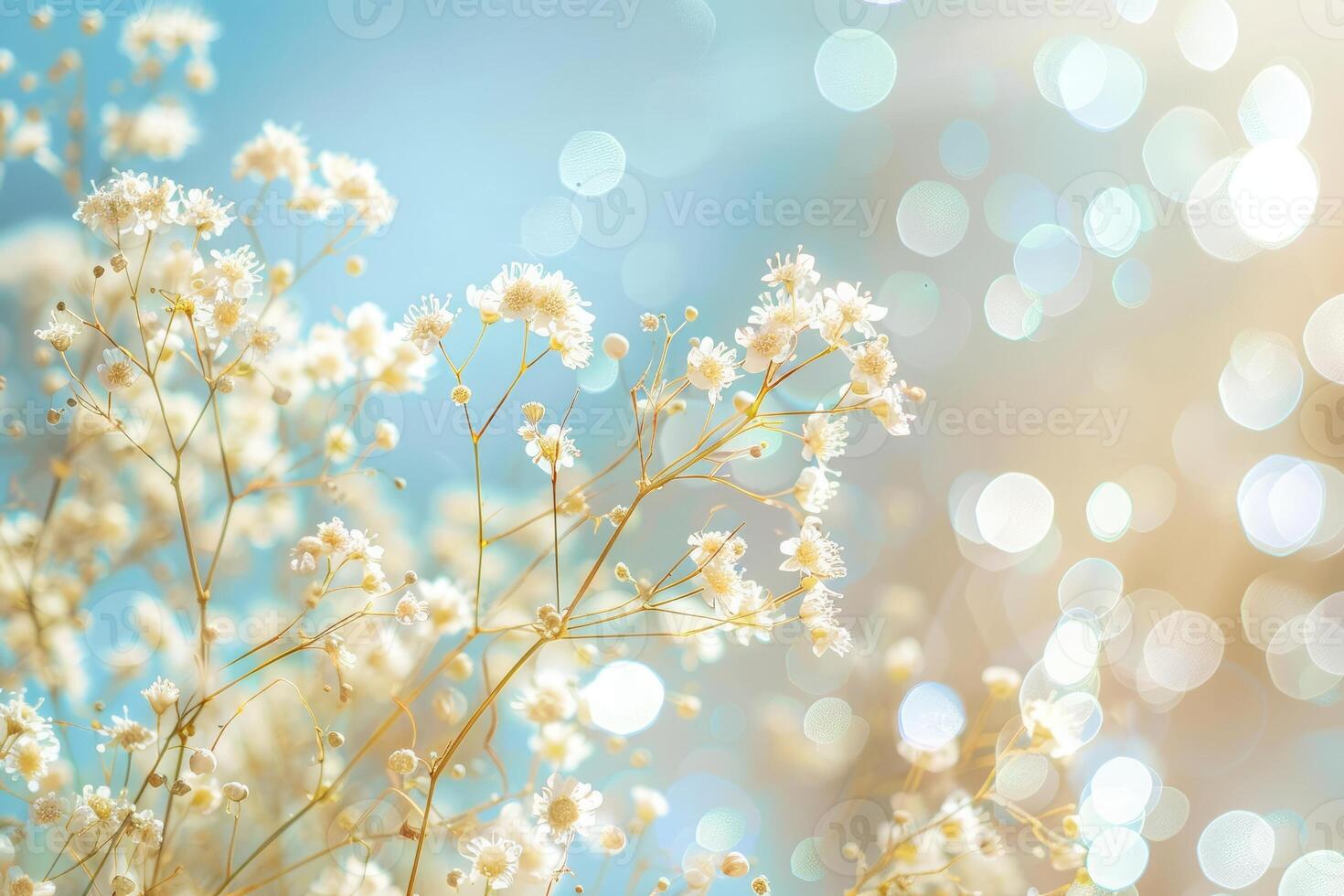 ai gegenereerd achtergrond met klein wit bloemen. foto