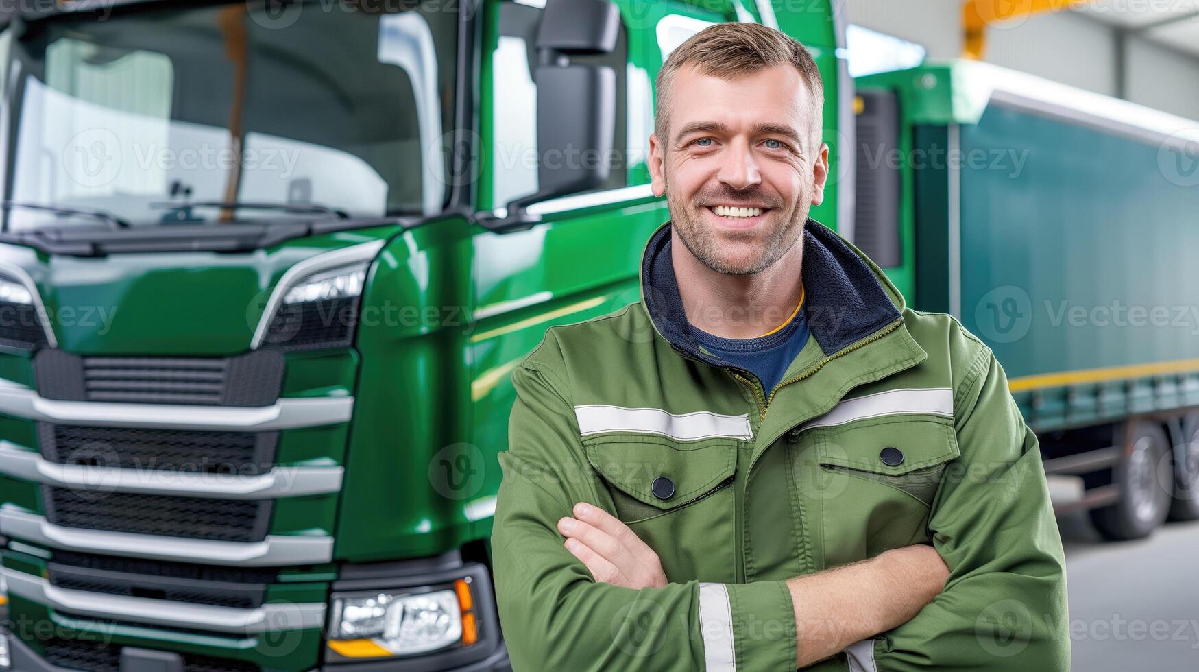 ai gegenereerd ruggegraat van de levering ketting, efficiënt leveren goederen, vrachtauto bestuurder en zijn lading vrachtwagen, generatief ai foto