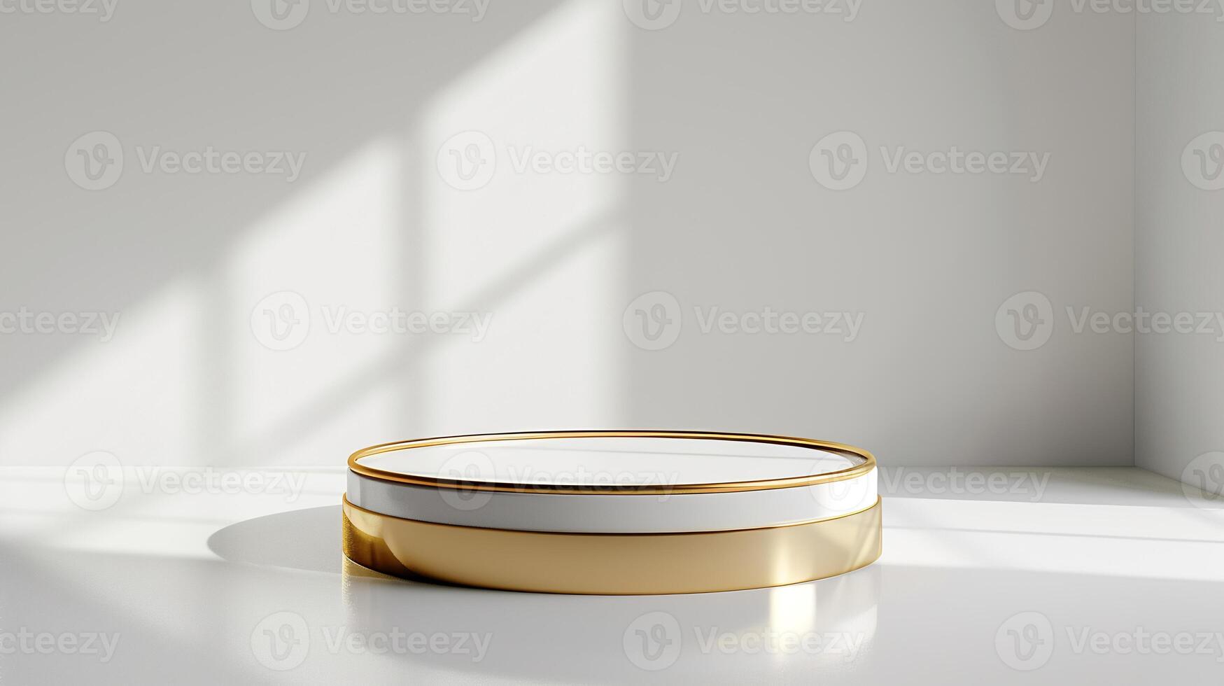 ai gegenereerd luxe wit en goud Product podium looks gemakkelijk en elegant foto