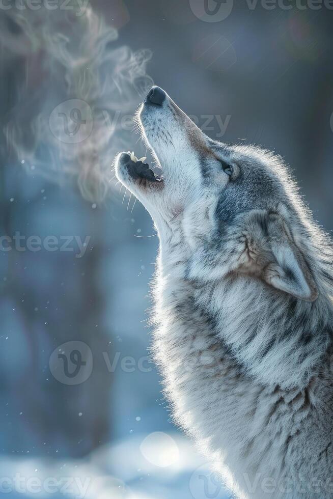 ai gegenereerd wolf gehuil in natuur foto