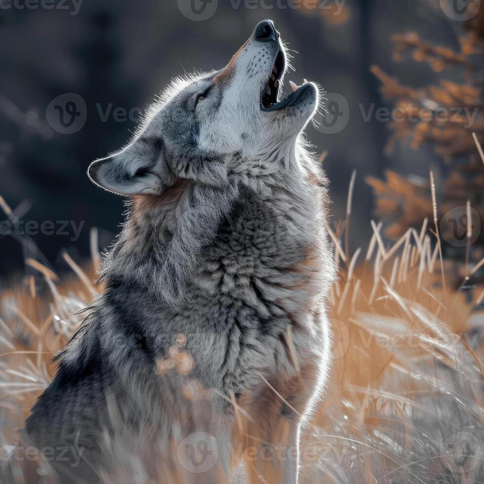 ai gegenereerd wolf gehuil in natuur foto