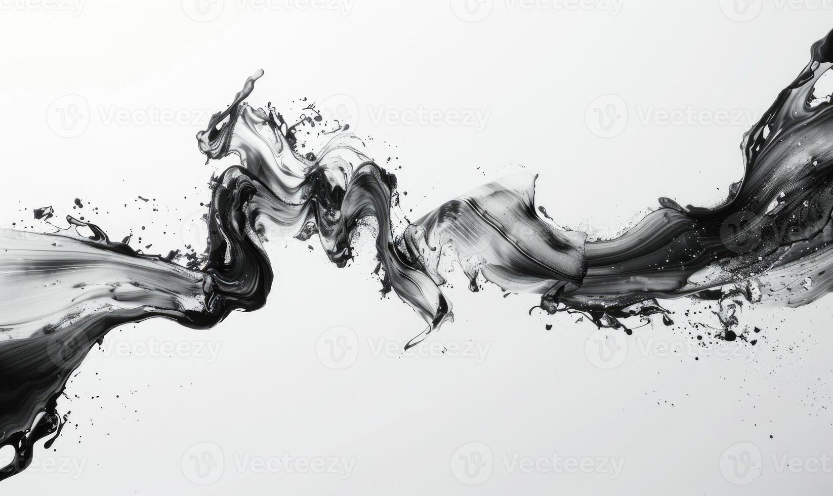 ai gegenereerd een borstel glijdt aan de overkant een wit canvas. zwart, grijs en wit dramatisch slagen. abstract achtergrond. foto
