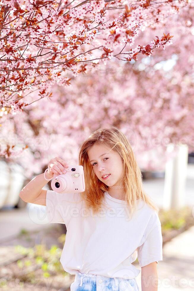 sakura of kers bloesem in voorjaar seizoen met vol bloeien roze bloem reizen concept foto