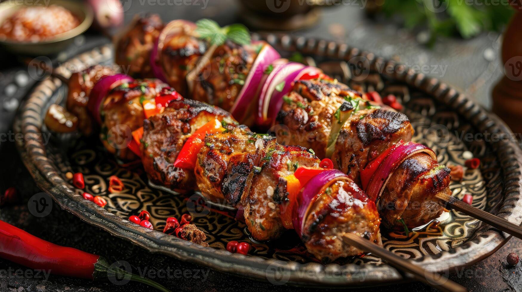 ai gegenereerd kebab uitmuntendheid culinaire kunstenaarstalent geopenbaard foto