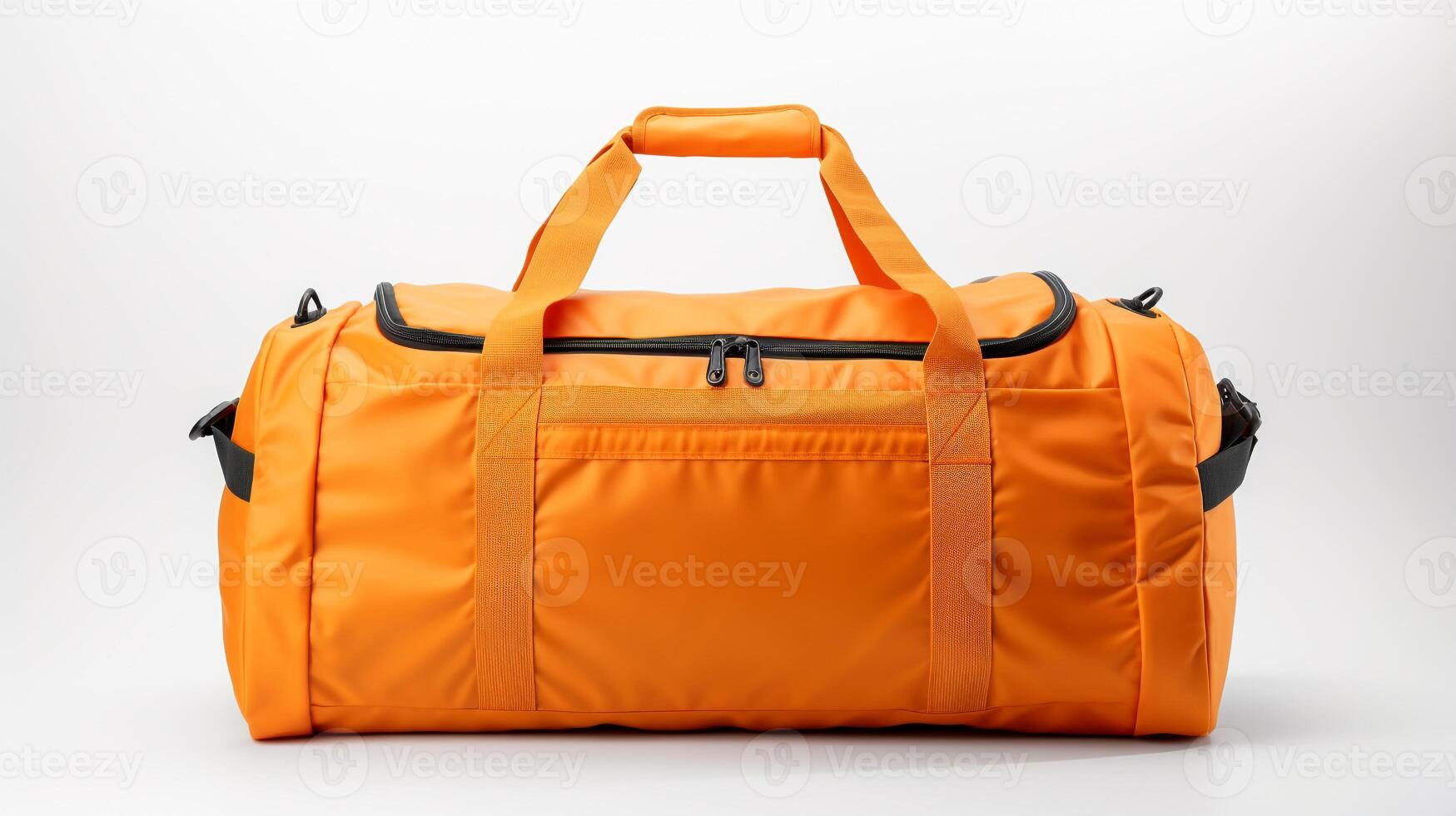 ai gegenereerd oranje duffel zak geïsoleerd Aan wit achtergrond met kopiëren ruimte voor advertentie. ai gegenereerd foto