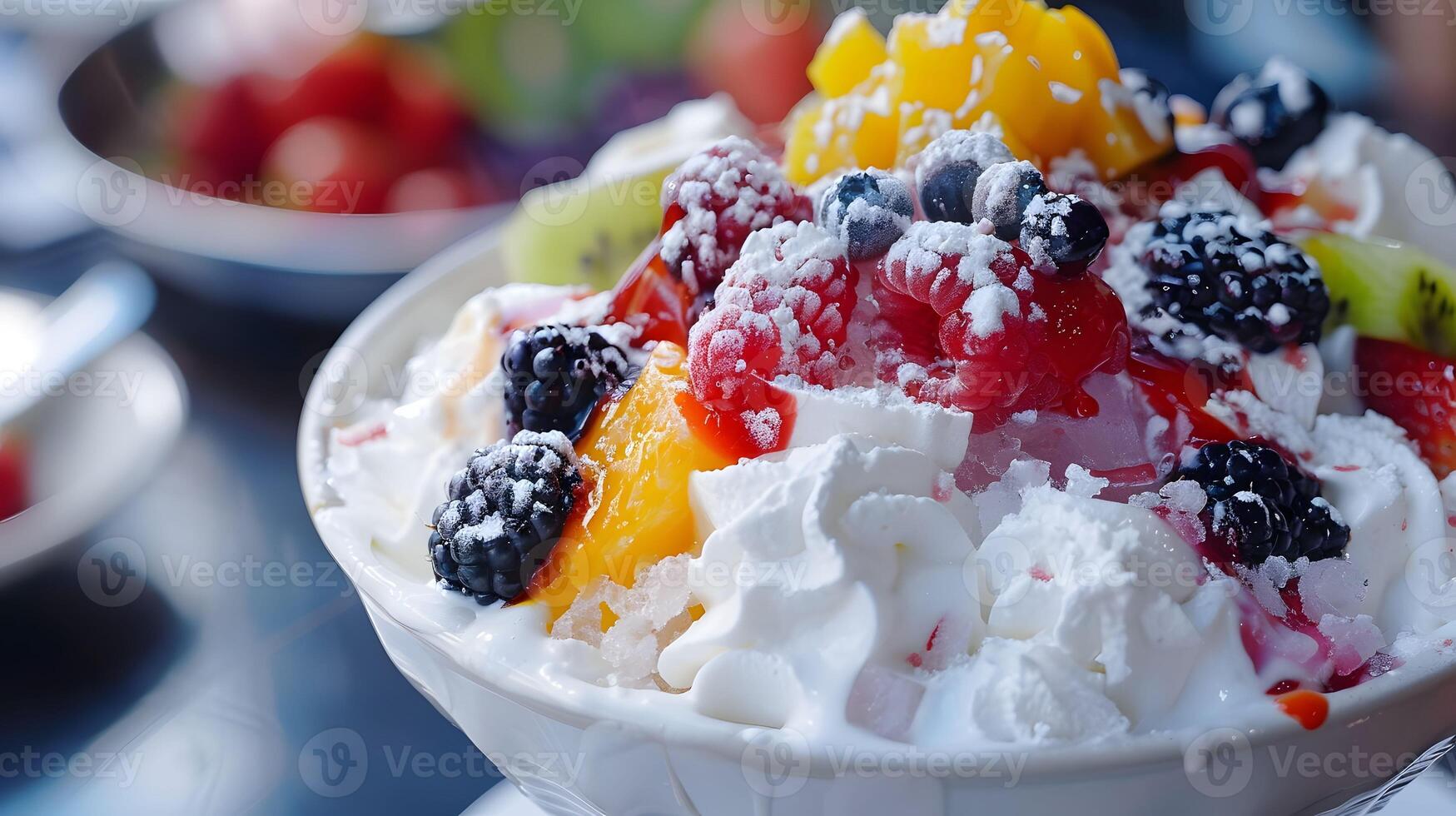 ai gegenereerd patbingsu geschoren ijs met zoet toppings foto