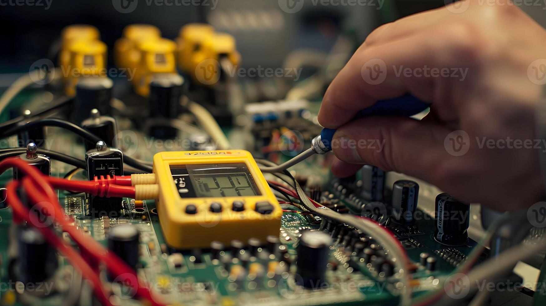 ai gegenereerd elektrisch systemen reparatie multimeter in gebruik foto