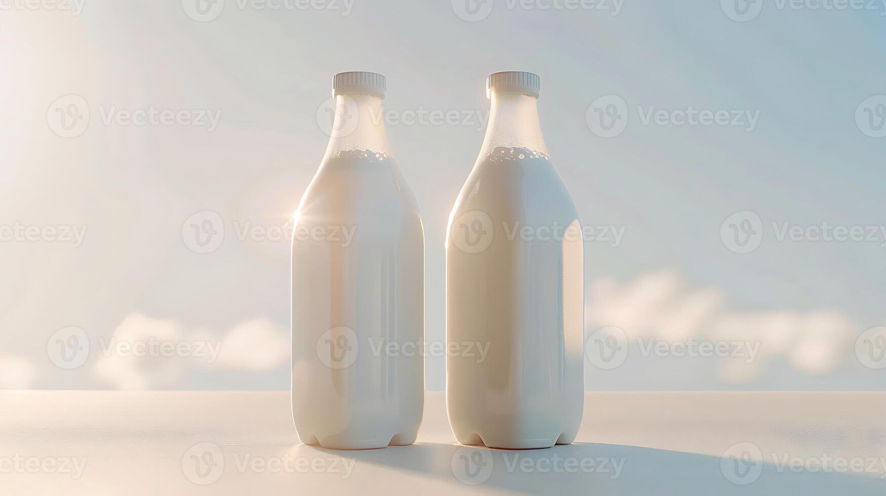 ai gegenereerd glas melk fles mockup met blanco etiket in knus keuken instelling voor branding sjabloon foto