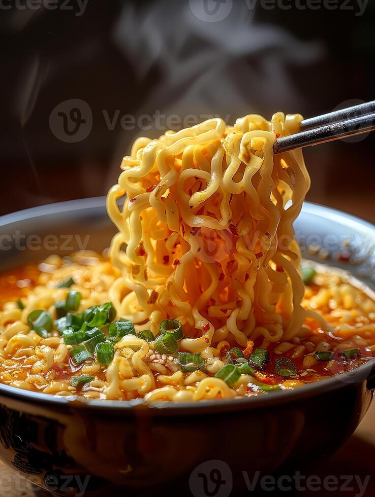 ai gegenereerd ogenblik Japans noodle foto