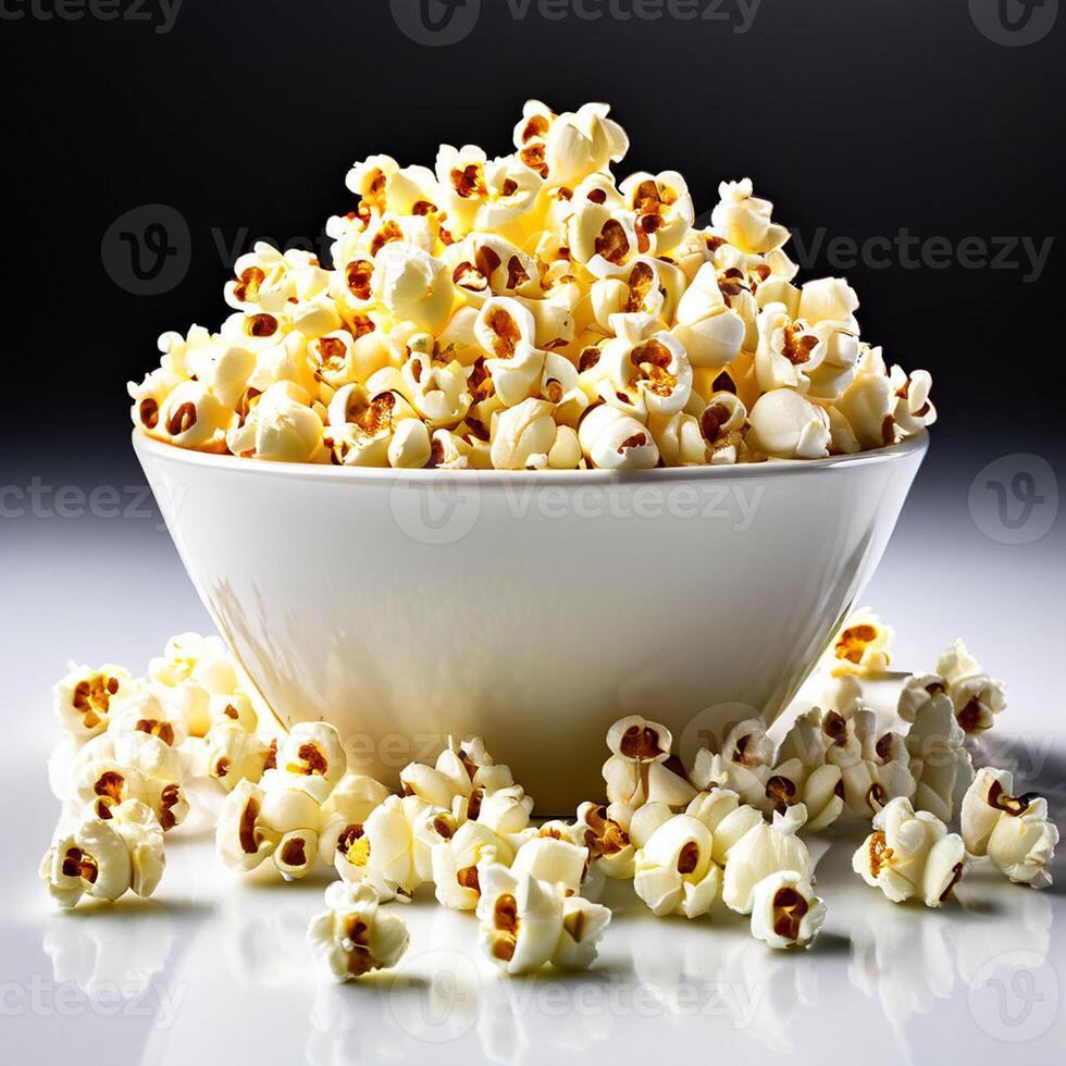 ai gegenereerd papier kop vers popcorn Aan wit achtergrond foto