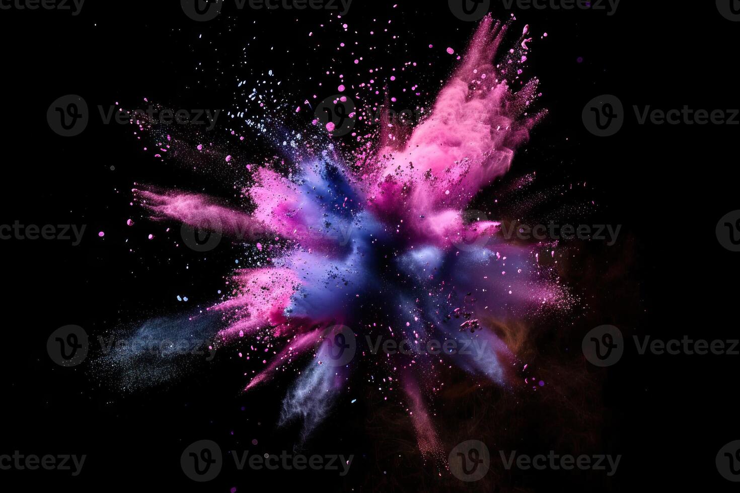 ai gegenereerd gekleurde poeder explosie. abstract detailopname stof Aan achtergrond. kleurrijk ontploffen. verf holi foto