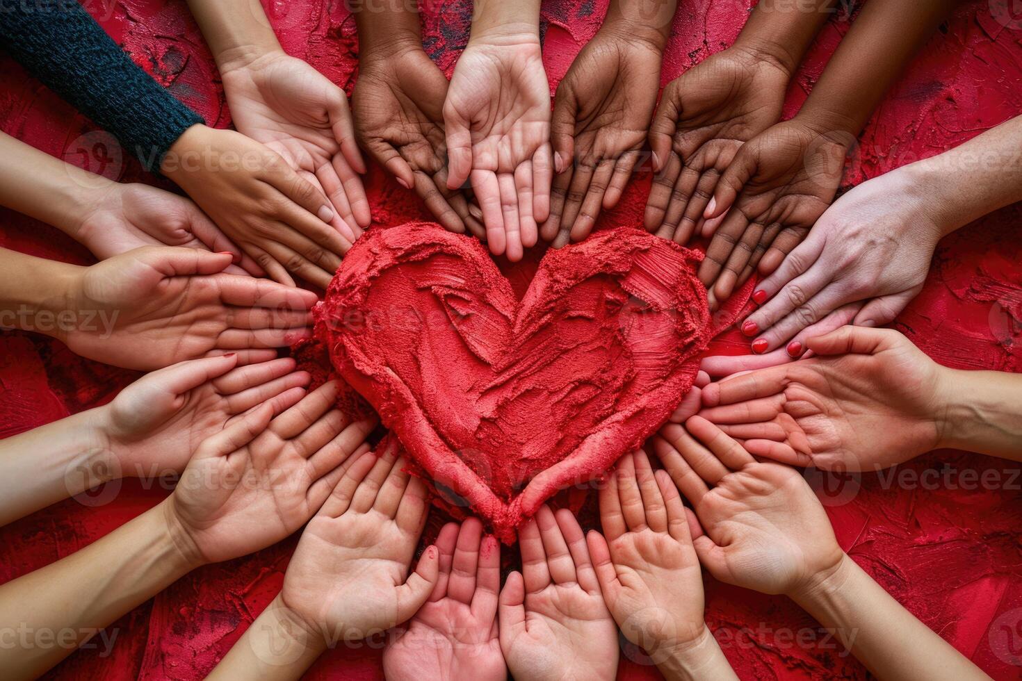 ai gegenereerd hartvormig handen symboliseren eenheid, medewerking, vennootschap, teamwerk, en liefdadigheid. foto