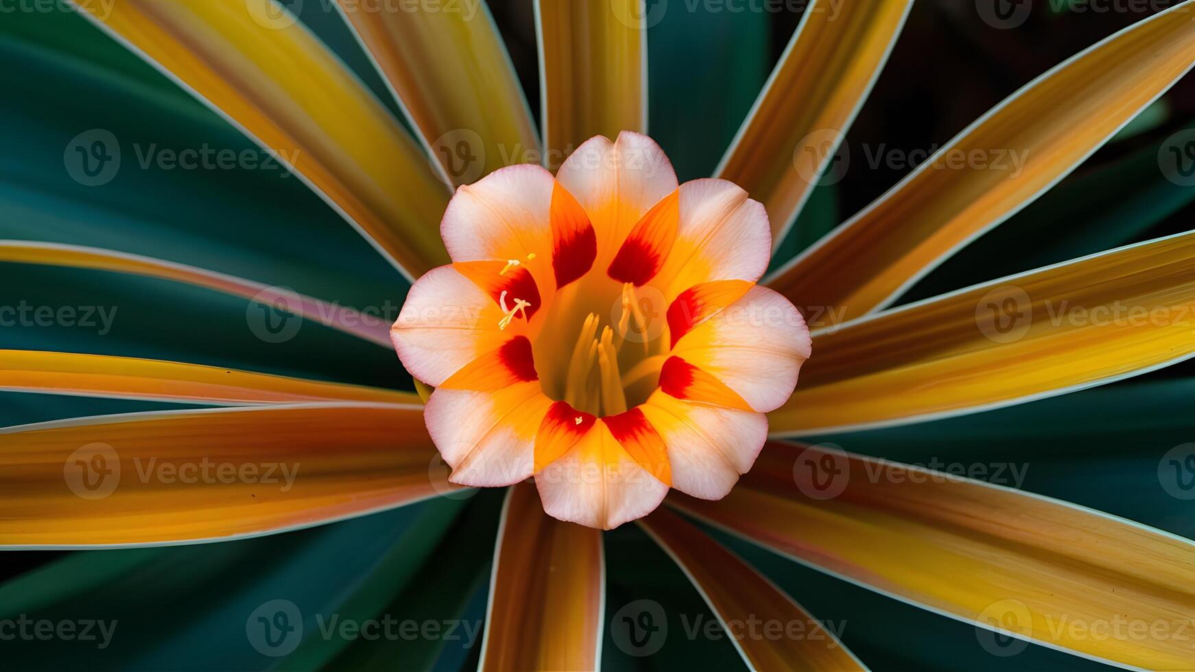 ai gegenereerd dichtbij omhoog foto van tropisch bloem met levendig geel oranje bladeren