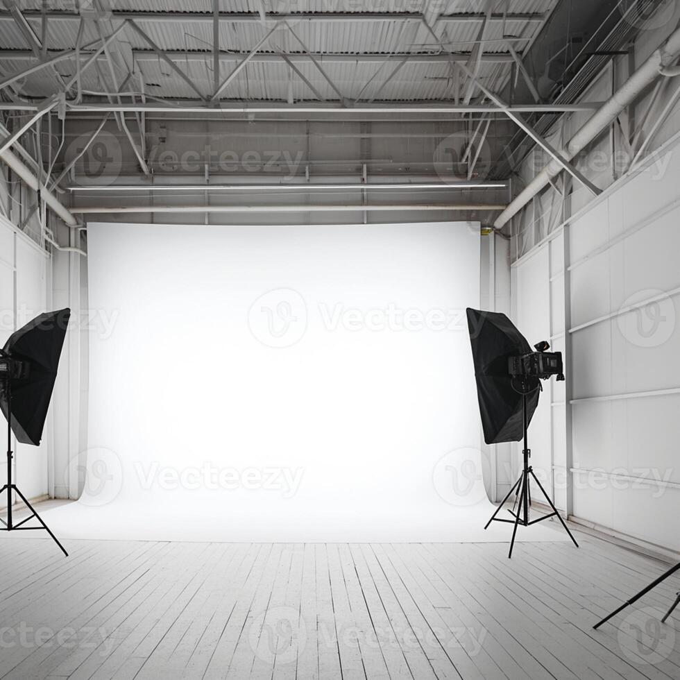 ai gegenereerd studio elegantie leeg foto studio met wit cyclorama backdrop voor sociaal media post grootte