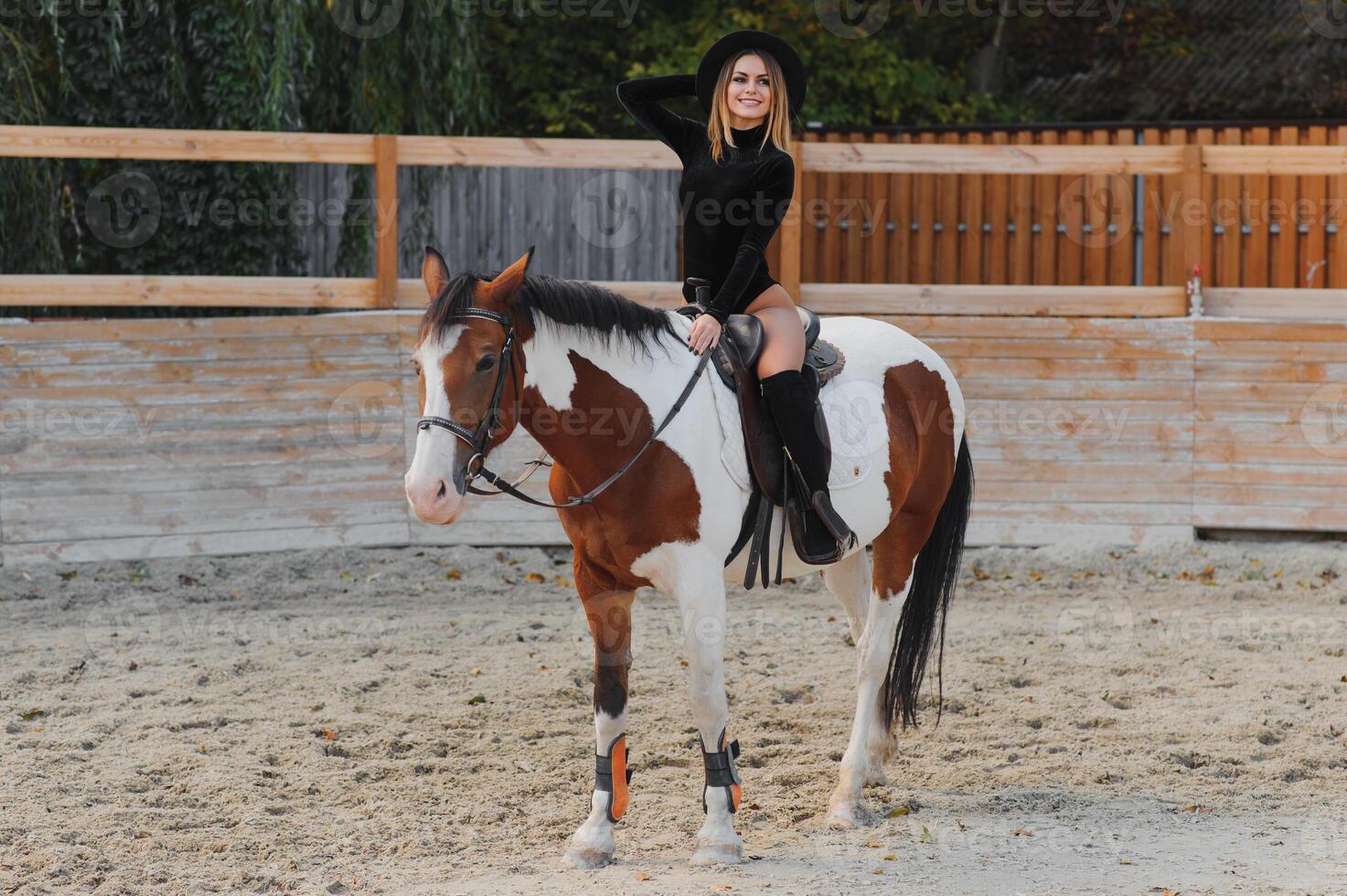 mooi aantrekkingskracht vrouw met een paard foto