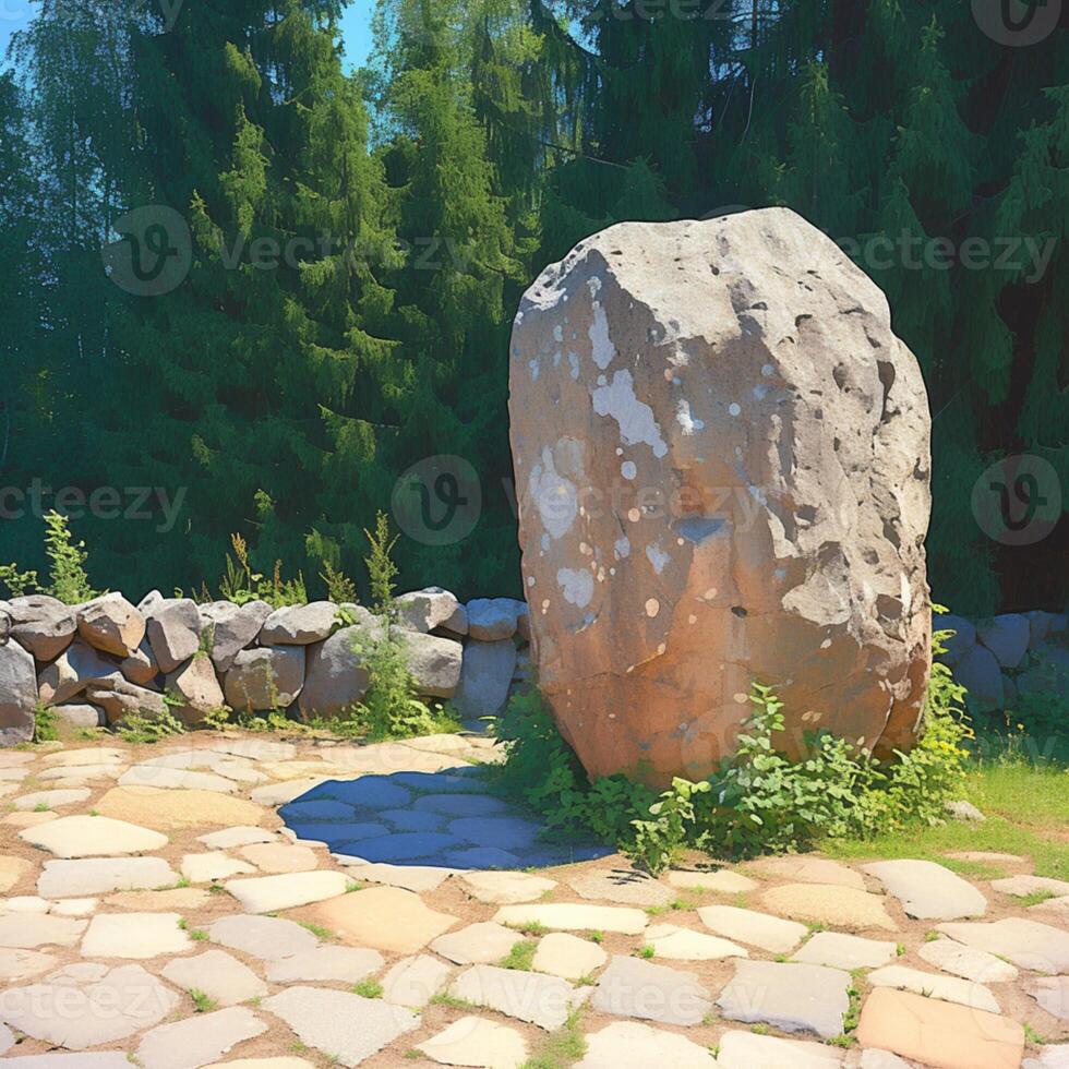 ai gegenereerd groot natuurlijk steen geplaveide leugens in de buurt een kolom in natuur voor sociaal media post grootte foto