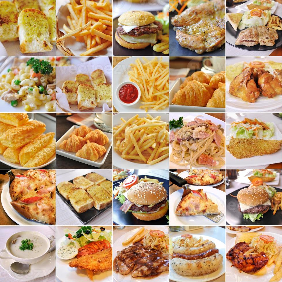 collage van fastfoodproducten foto