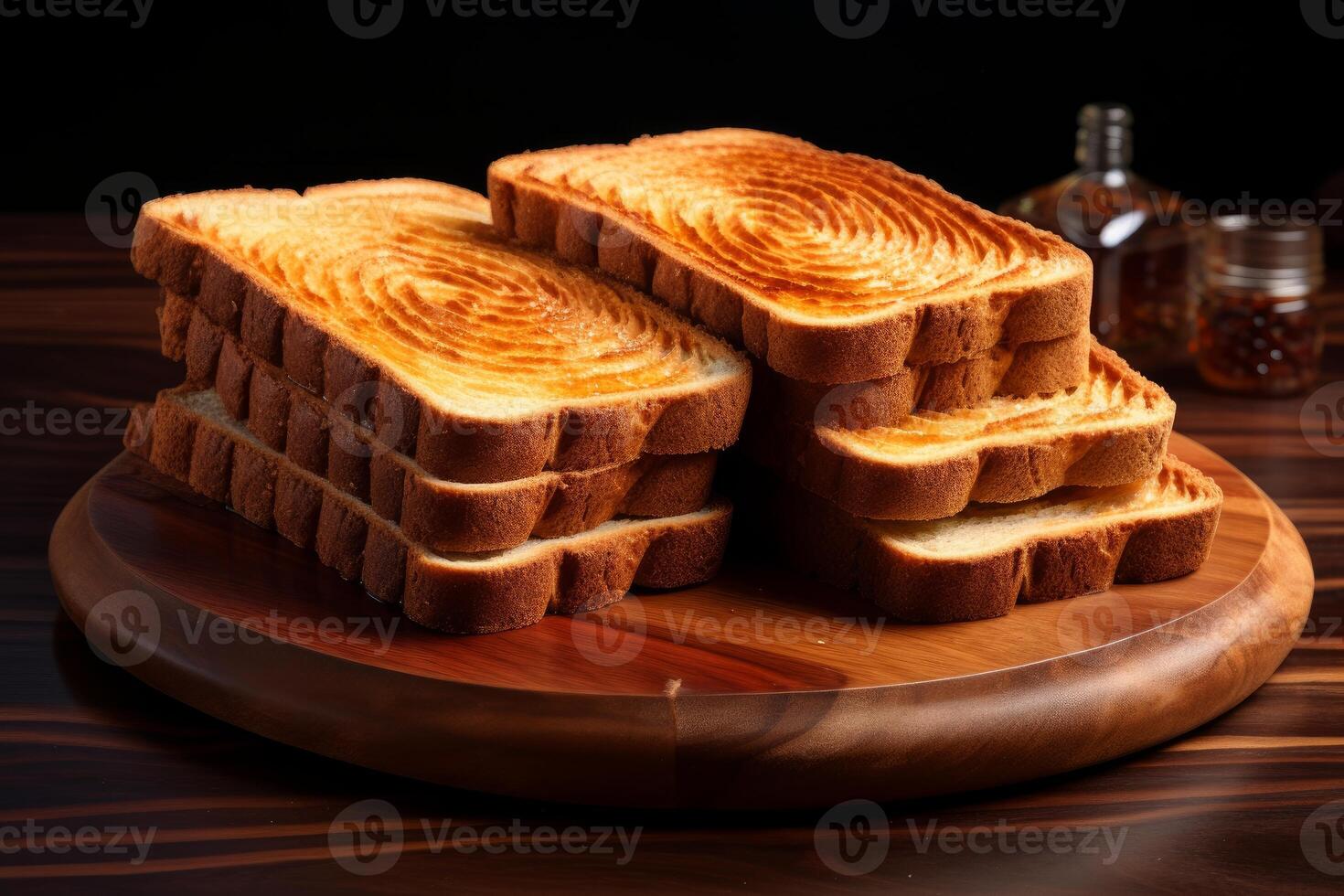 ai gegenereerd gouden reeks geroosterd brood brood. genereren ai foto