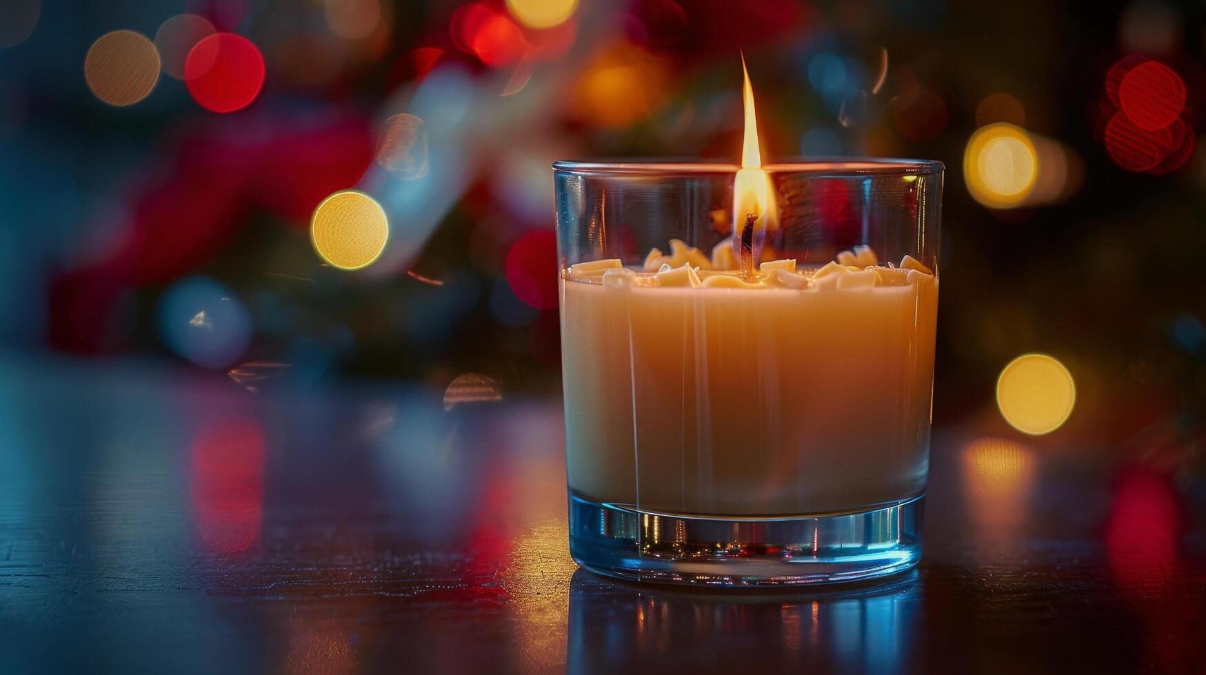 ai gegenereerd verlichte kaars Aan tafel foto