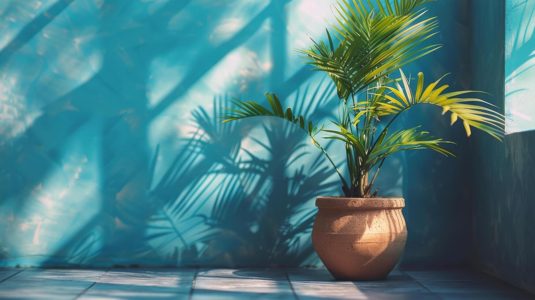 ai gegenereerd tropisch tafereel met palm bomen foto