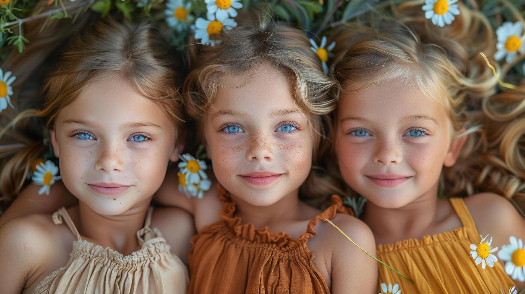 ai gegenereerd twee jong meisjes houdende in gras foto