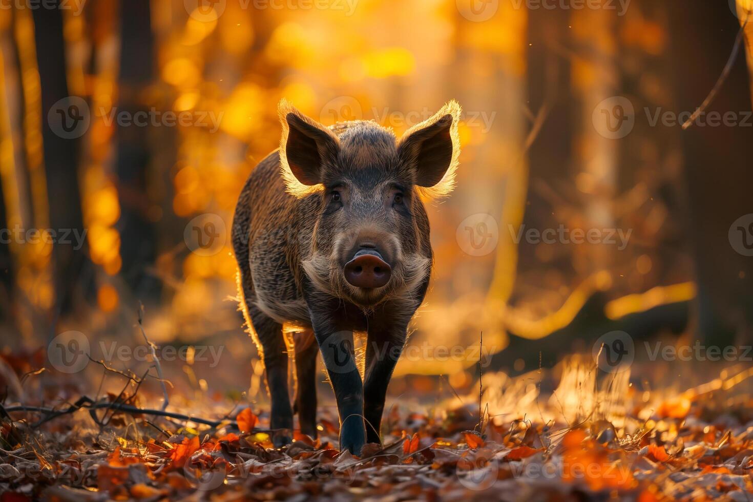 ai gegenereerd wild zwijn wandelen in bos.generatief ai foto