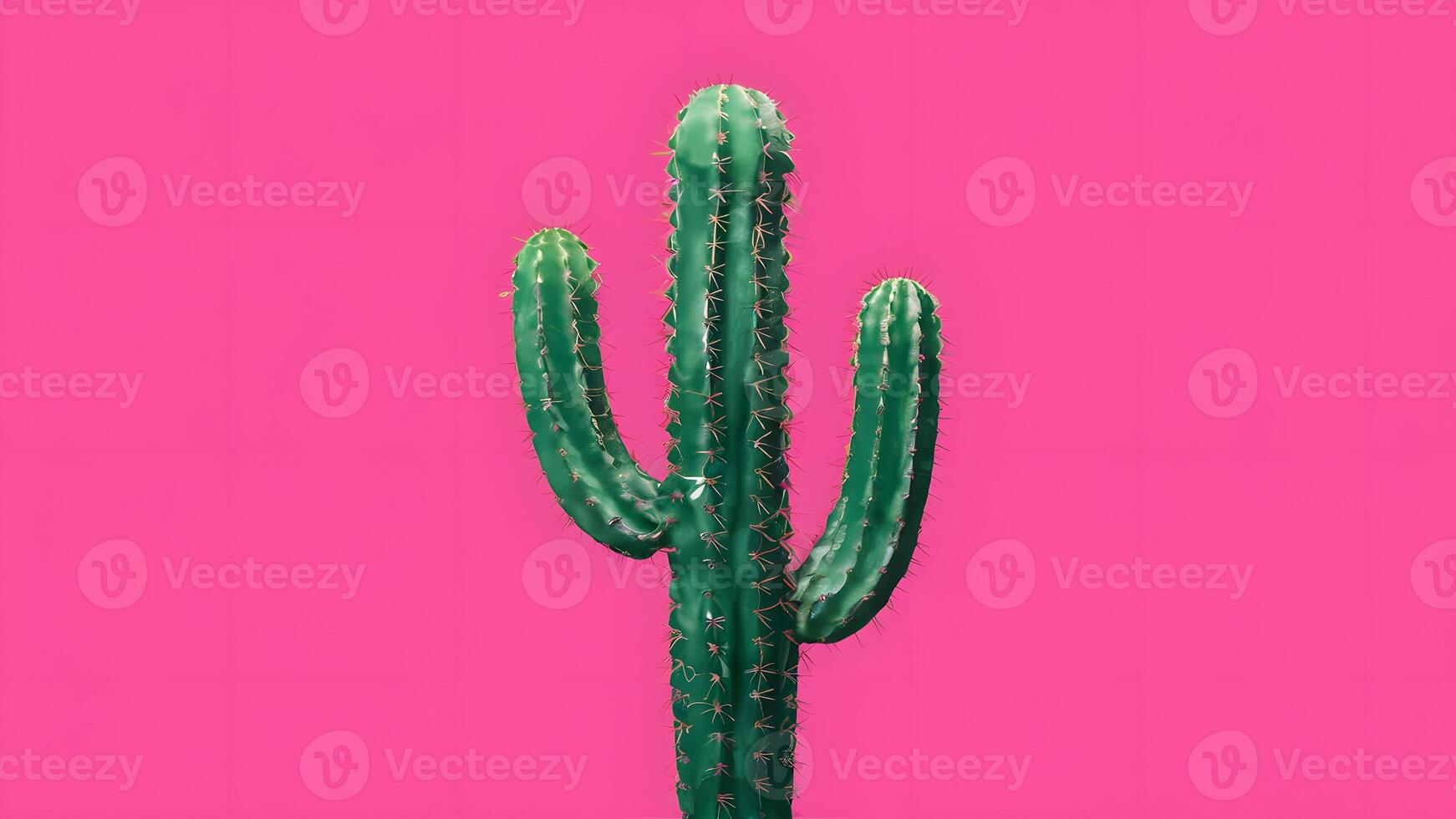 ai gegenereerd minimaal knal kunst stijl tropisch mode cactus Aan roze achtergrond foto